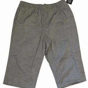 Woman Within Gray Cotton Capri Pants 28W Elastic Waist NWT